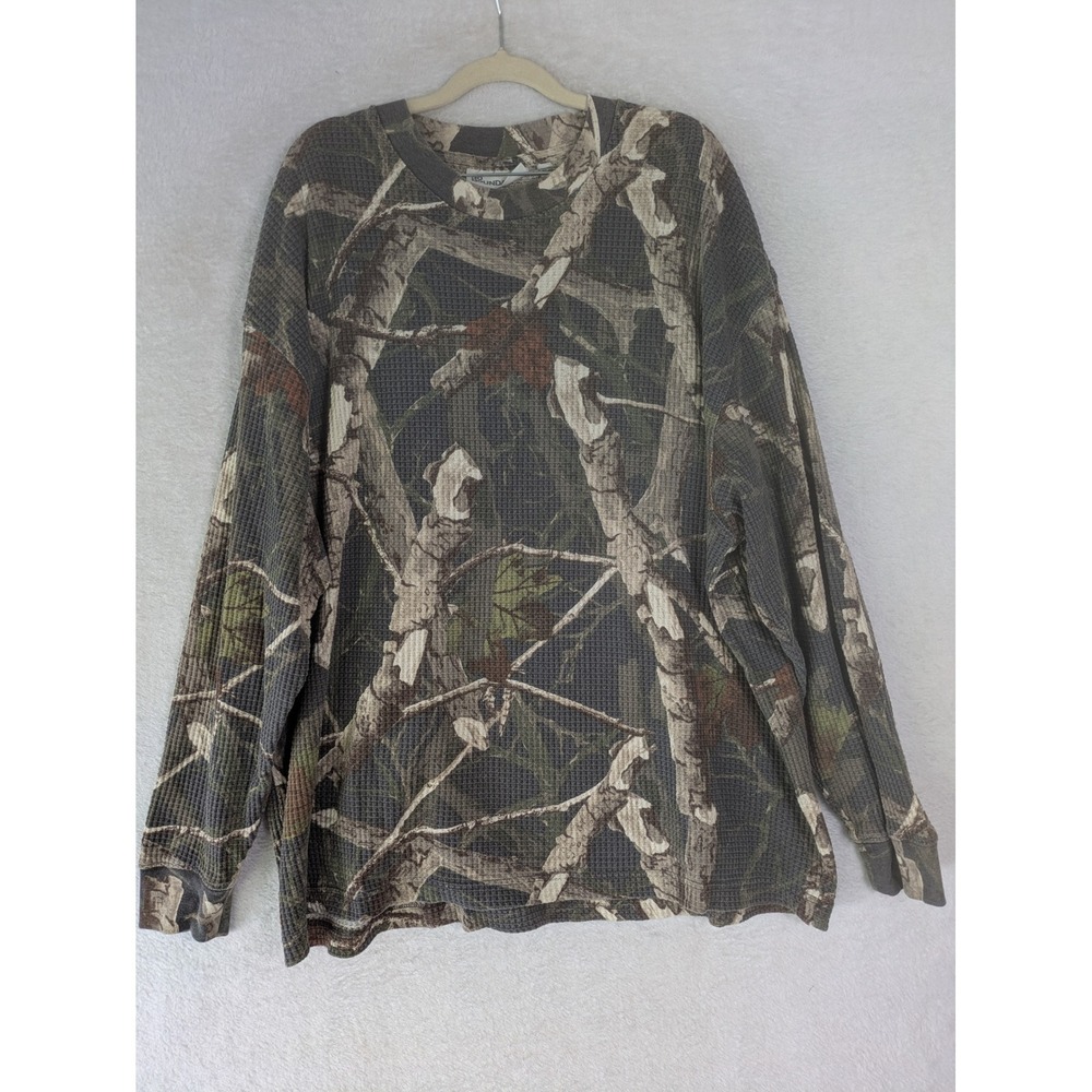 No Boundaries Thermal Shirt Women's 2XL Multi Camo Waffle Knit Long Sleeve